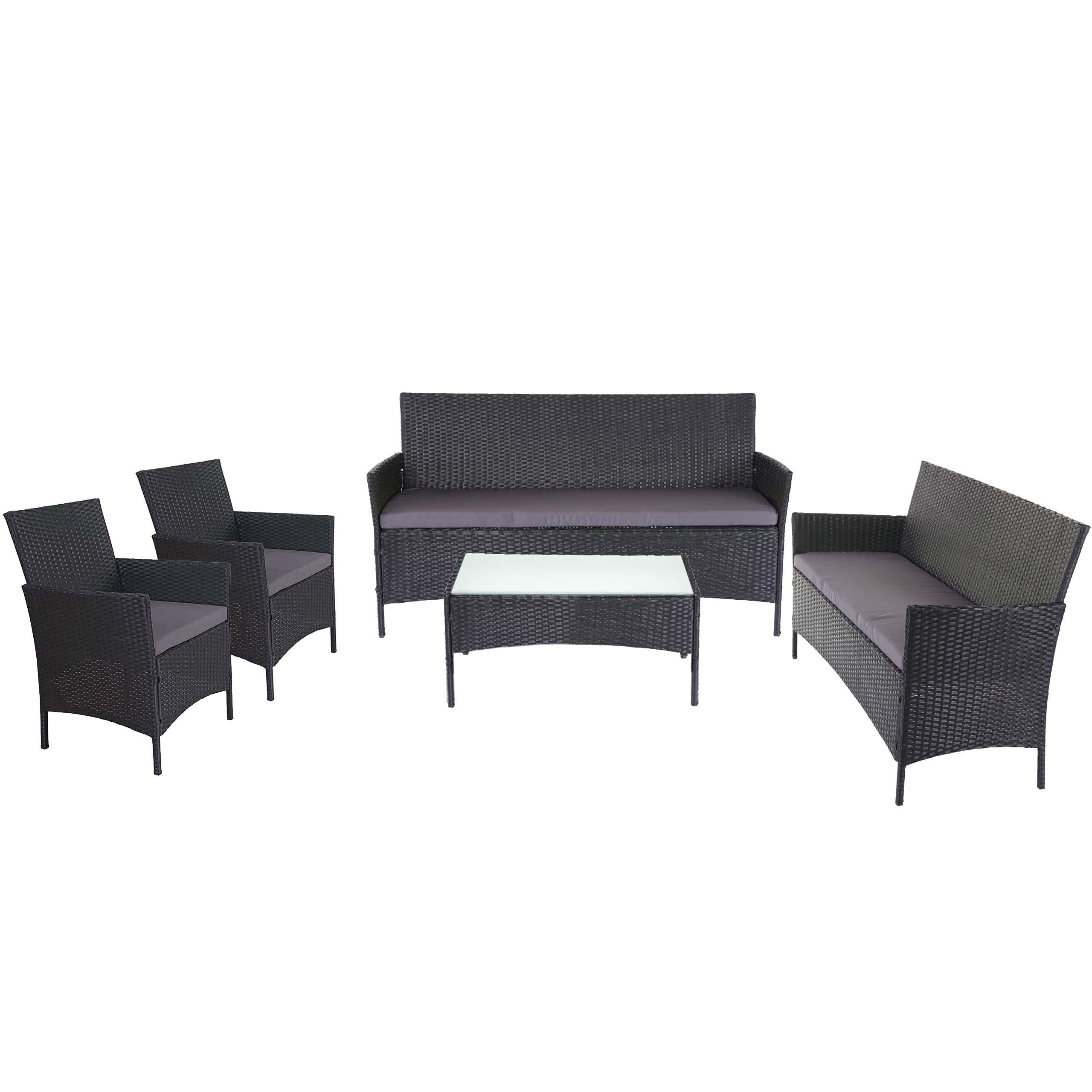 POLY-RATTAN GARNITUR Anthrazit - Anthrazit, Kunststoff - MCW