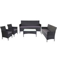 POLY-RATTAN GARNITUR Anthrazit - Anthrazit, Kunststoff - MCW