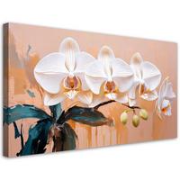 LEINWANDBILD Orchidee Aquarell Blumen 100x50cm - Beige, Textil (100/50cm) - Feeby