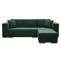 ECKSOFA L Form Vinoria Grün 255/180/82 cm Rechts mit Schlaffunktion - Chromfarben/Grün, Textil/Metall (255/180cm) - AX Living