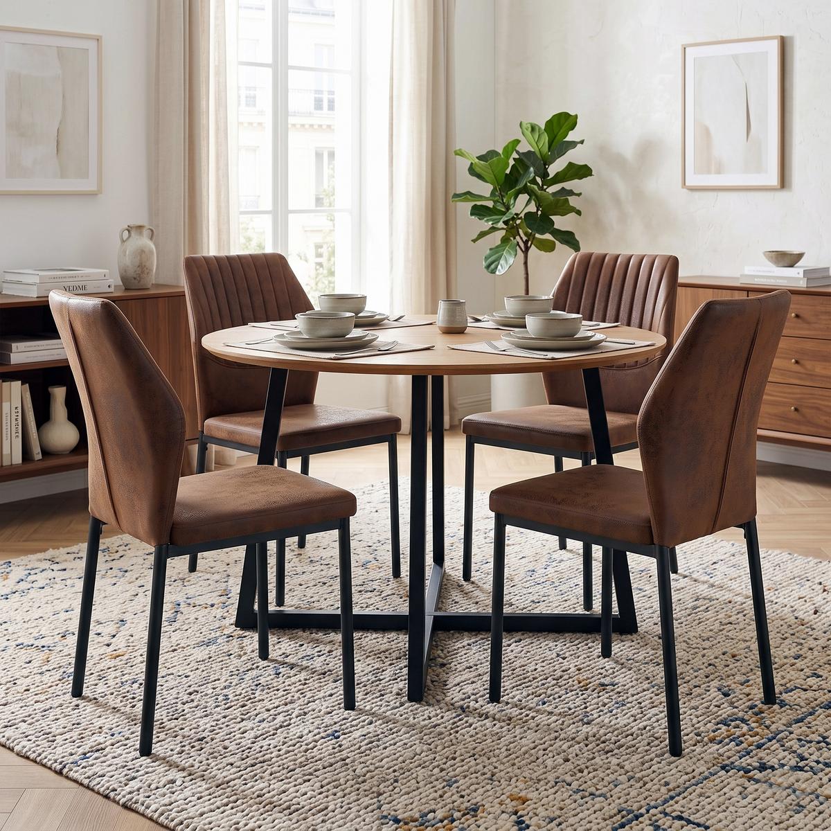 ESSZIMMERSTUHL 4er set stoff tech gepolstert metallbeine ergonomisch - Braun, Textil (43/93/42.6cm) - Urban Meuble