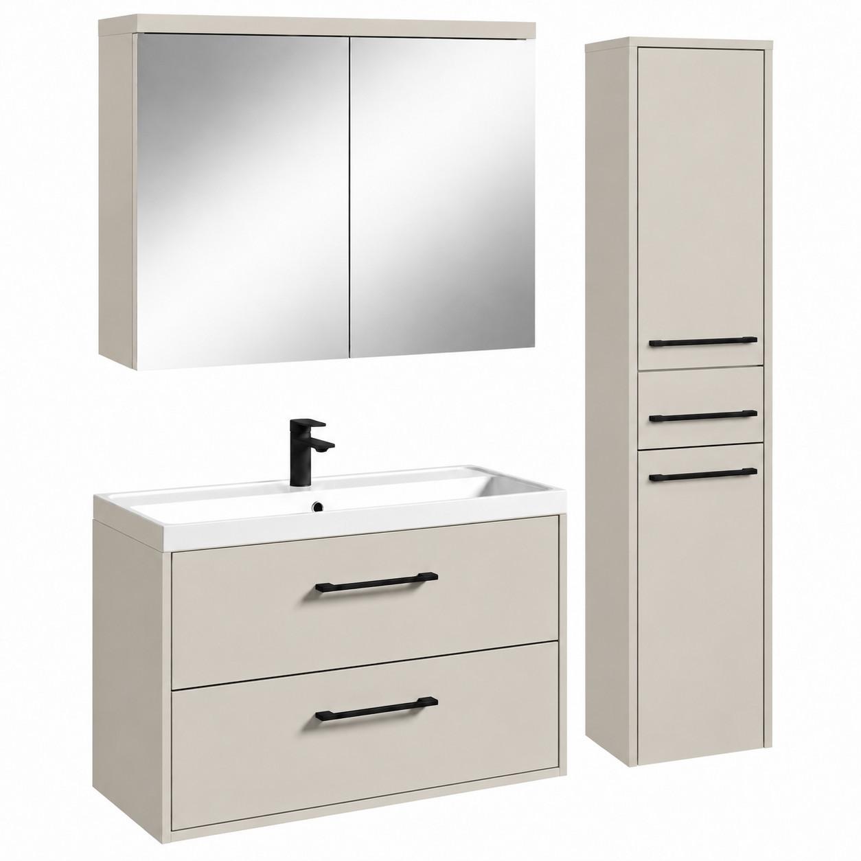 BADMÖBEL-SET Florence 3 Teile Cashmere - 80 x 40 x 51 cm - Kaschmir, Holz (80/54/46cm) - Badplaats