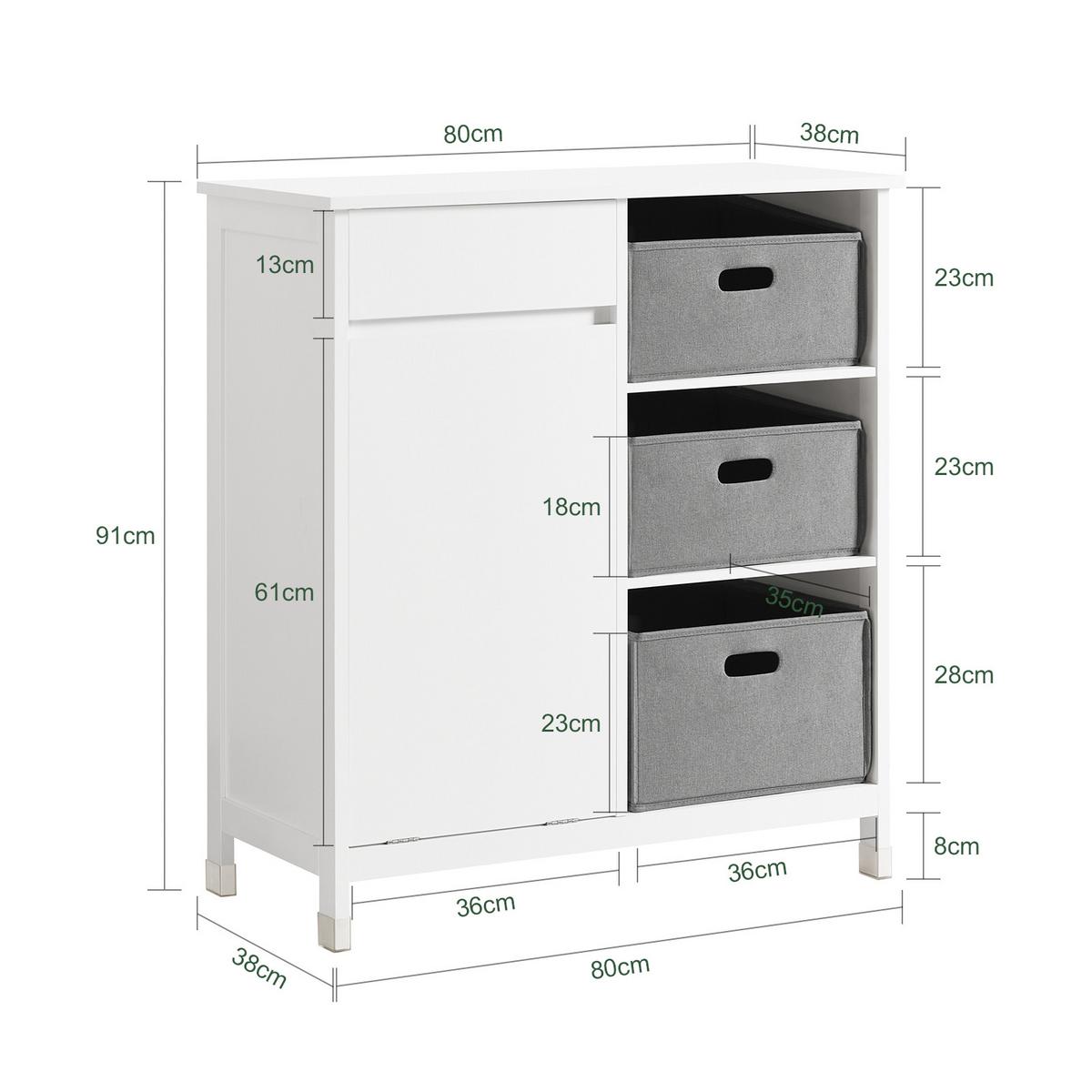 WÄSCHESCHRANK Weiß - Weiß, Holzwerkstoff (80/91/38cm) - SoBuy