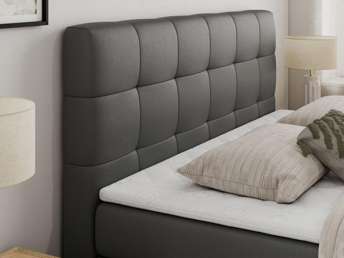 BOXSPRINGBETT LUKA KING 200/200 Dunkelgrau Kunstleder - H4 - Dunkelgrau, Holz/Textil (200/200cm) - MKS