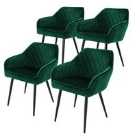 ESSZIMMERSTUHL 4er Set Dunkelgrün Samt - Dunkelgrün/Schwarz, Textil/Metall (60/80/63cm) - ML-DESIGN