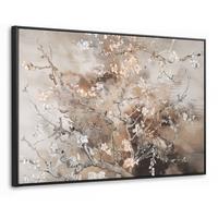 LEINWAND Bilder mit Rahmen - Mandelblüte - Kunst - Van Gogh - Beige - Abstrakt - 140x90 - Braun, Textil (140/90cm) - MuchoWow
