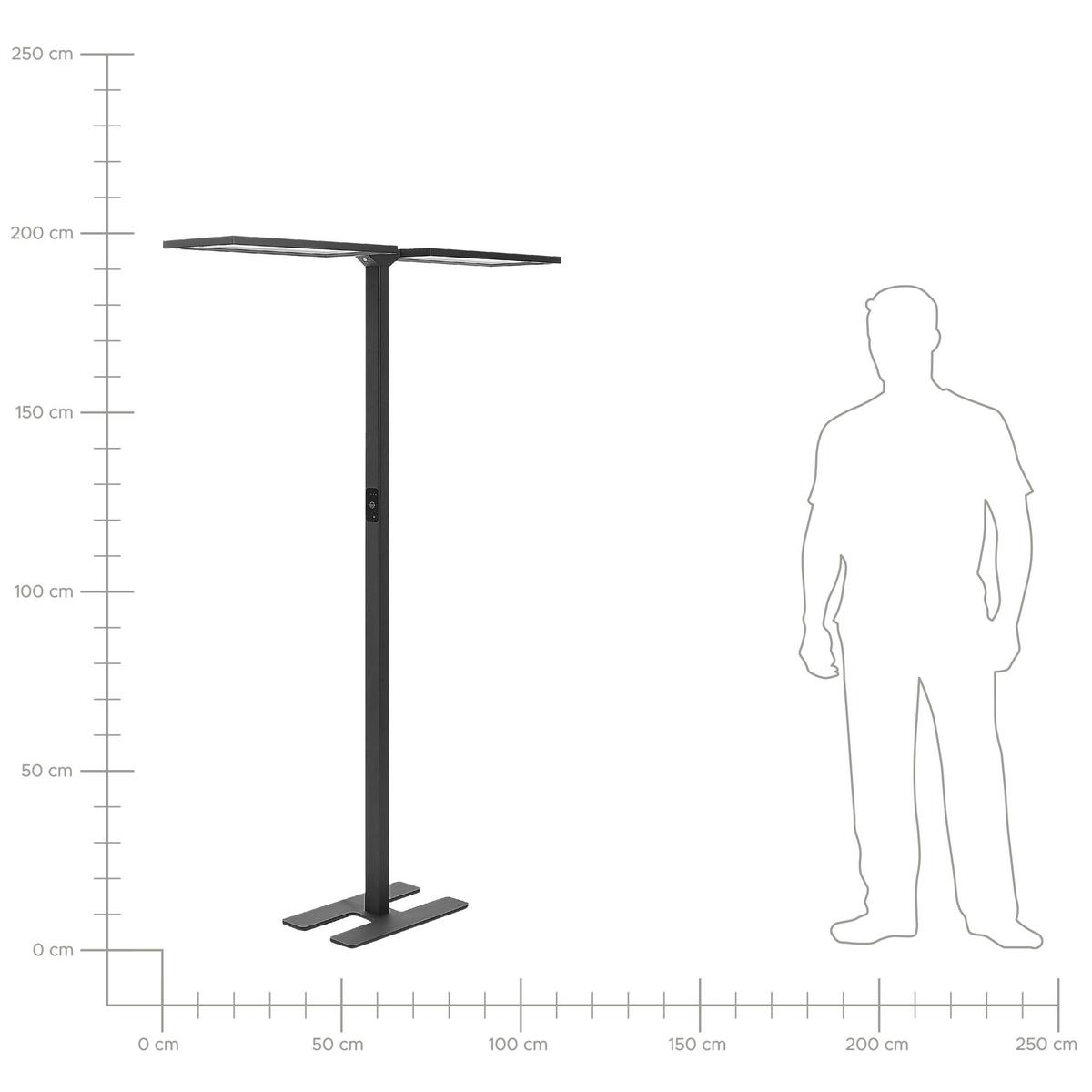 STEHLAMPE Sculptor 30/135/197 cm - Schwarz, Metall (30/135/197cm) - Beliani
