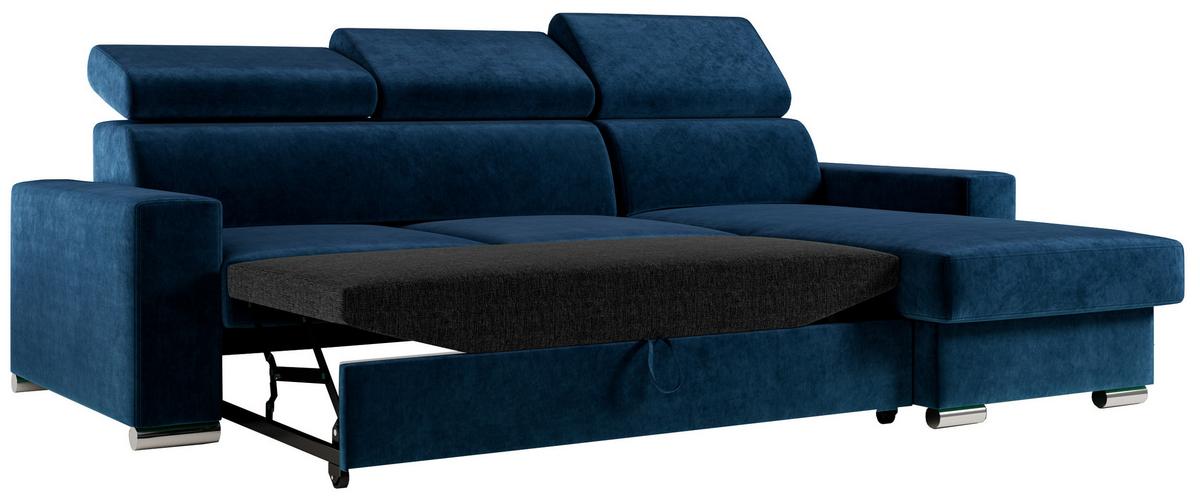 ECKSOFA FOX-L Dunkelblau - Silberfarben/Dunkelblau, Kunststoff/Textil (242/168cm) - MKS