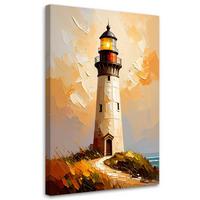 LEINWANDBILD Leuchtturm Landschaft 70x100cm - Beige, Textil (70/100cm) - Feeby