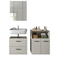 BADMÖBEL-SET Kaschmir 3-teilig 135 cm, Komplettset in modernem Design - Kaschmir/Schwarz, Glas/Holzwerkstoff (135/185/30cm) - Inn.Furn