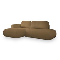 ECKSOFA NUVIRA L-S Orange Boucle-Stoff mit Schlaffunktion - Orange, Holz (279/158cm) - MASSENO