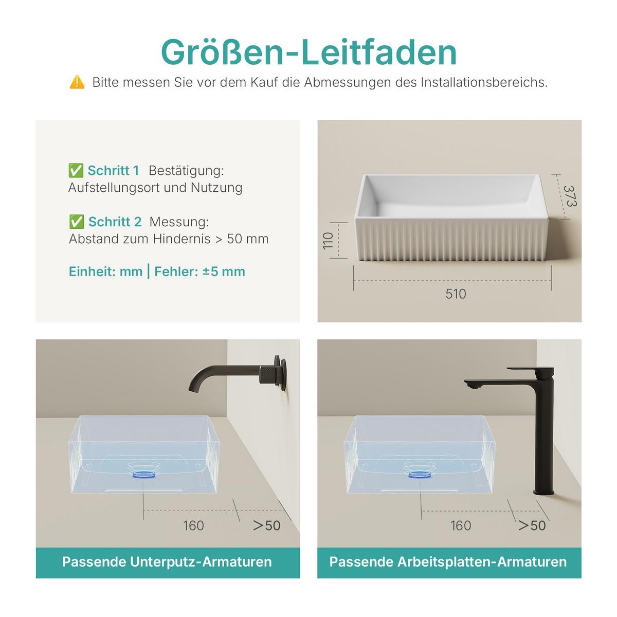 WASCHBECKEN mit Vertikale Rillen 45 / 32 / 11 cm - Weiß, Keramik (45/11/32cm) - EMKE