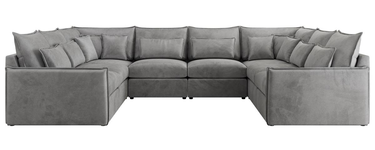 WOHNLANDSCHAFT VERSO U 8M Hellgrau Velvet - Hellgrau/Schwarz, Kunststoff/Textil (362/93/270cm) - MKS
