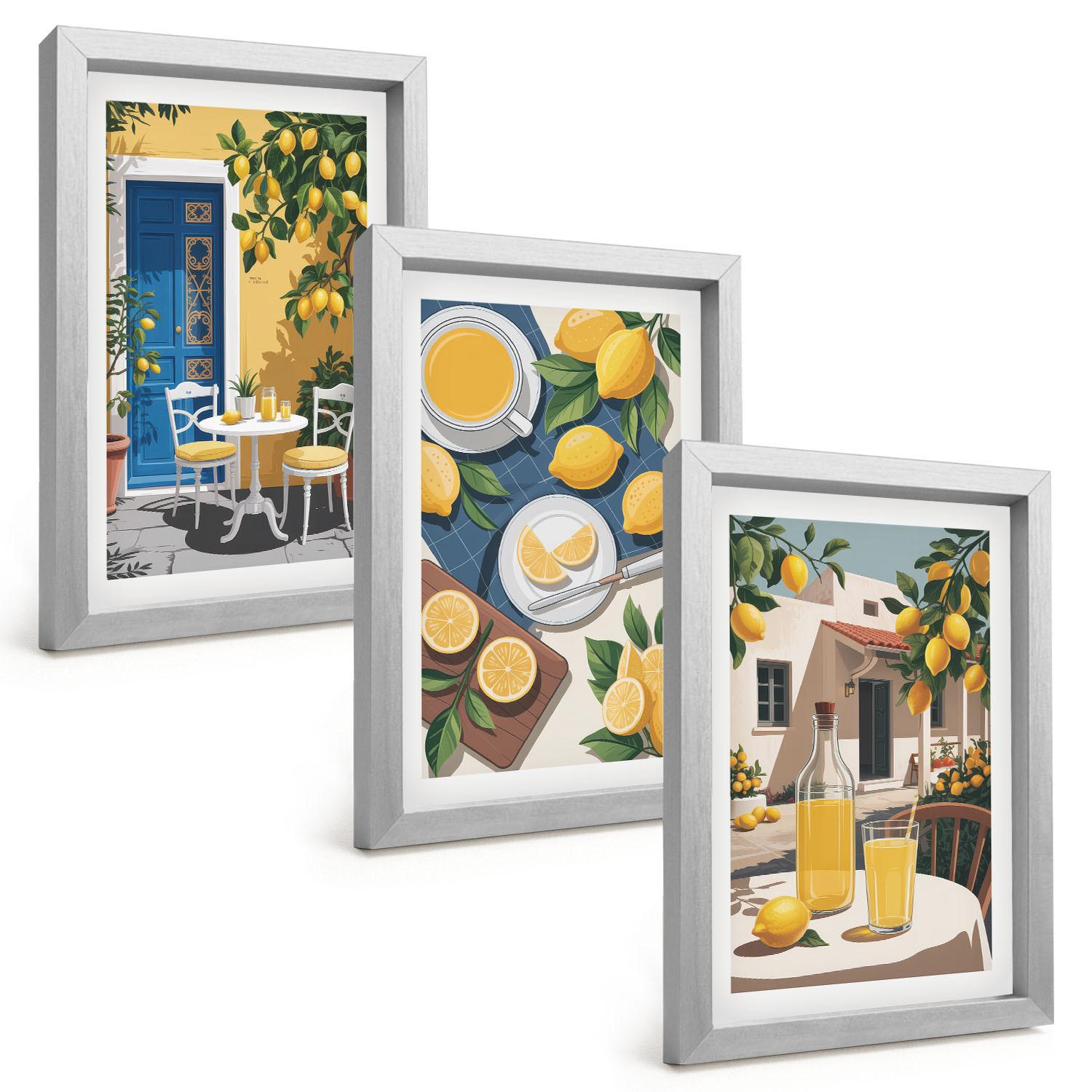 BILDER SET 3er Set - 20x30 cm Silberner Rahmen - Patio Sun Limonade - Silberfarben, Kunststoff (20/30cm) - TULUP