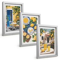 BILDER SET 3er Set - 20x30 cm Silberner Rahmen - Patio Sun Limonade - Silberfarben, Kunststoff (20/30cm) - TULUP
