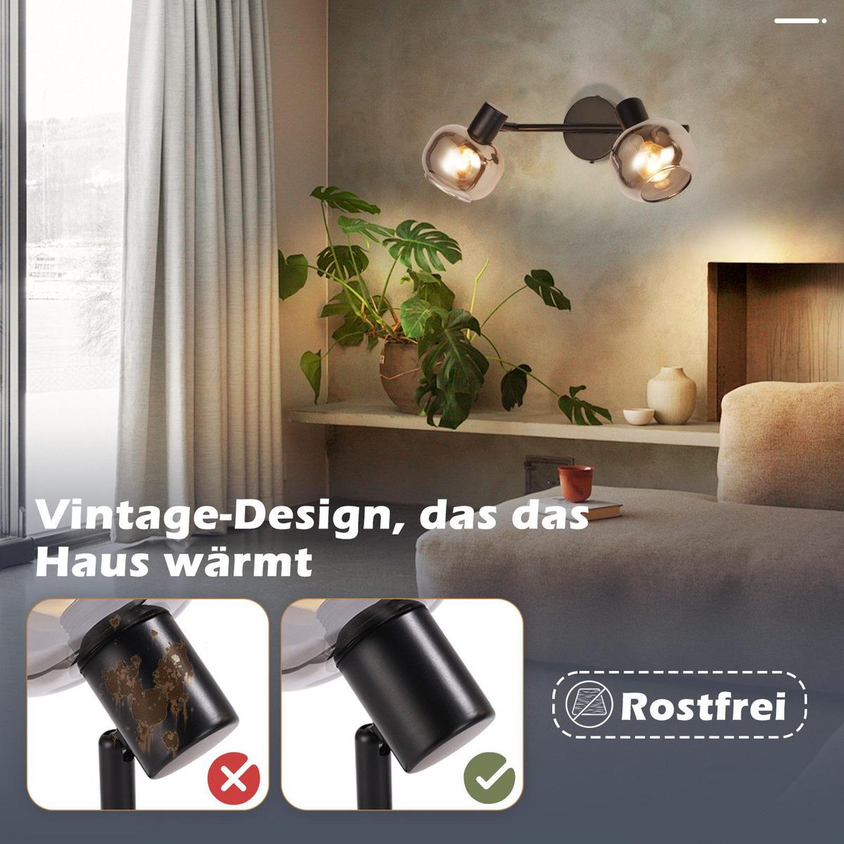 DECKENSTRAHLER Cottbus 2-flammig 30.3/11/19.5 cm - Schwarz, Metall (30.3/11/19.5cm) - Nettlife