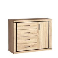 KOMMODE MALAGA 117/91/45cm mit 4 Schubladen 1 Türen Sonoma Eiche - Sonoma Eiche, Holzwerkstoff (117/91/45cm) - MASSENO