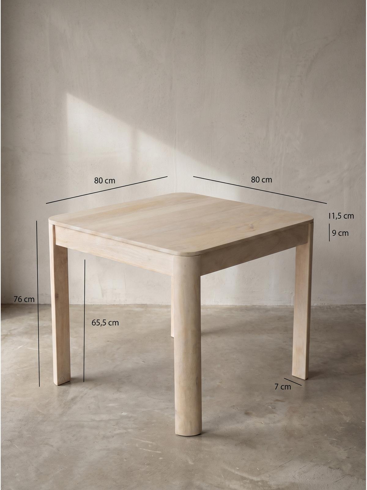 ESSTISCH CHARENTE, Mango Massivholz, handgefertigt, Weiß-Mango, 80 x 80 x 76 cm - Beige/Weiß, Holz (80/80/76cm) - KADIMA DESIGN