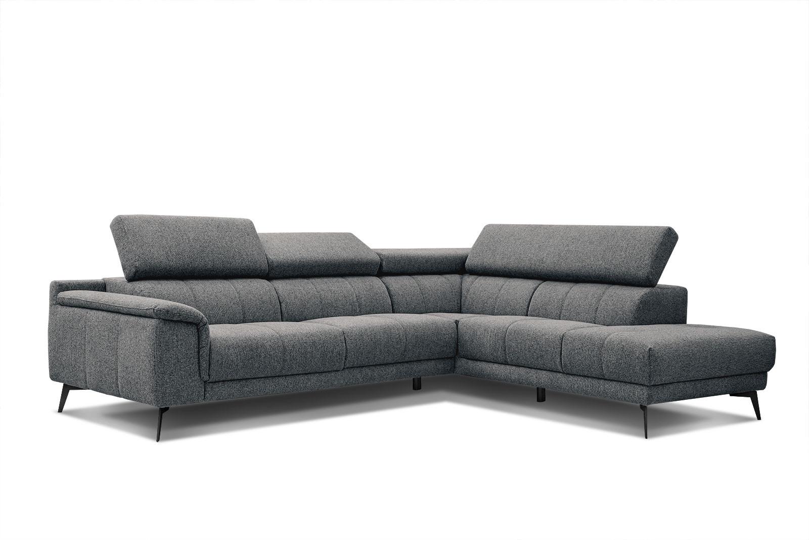 ECKSOFA FIERO 5-Sitzer, dunkelgrau - Dunkelgrau/Schwarz, Holzwerkstoff/Textil (290/228cm) - Wozimo