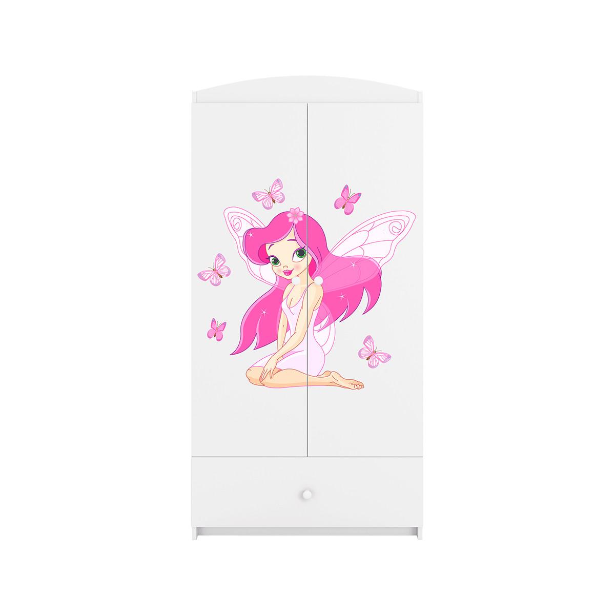 SCHRANK 2 Türen Weiß - Pink/Weiß, Holzwerkstoff (90/187/57cm) - Petits-meubles