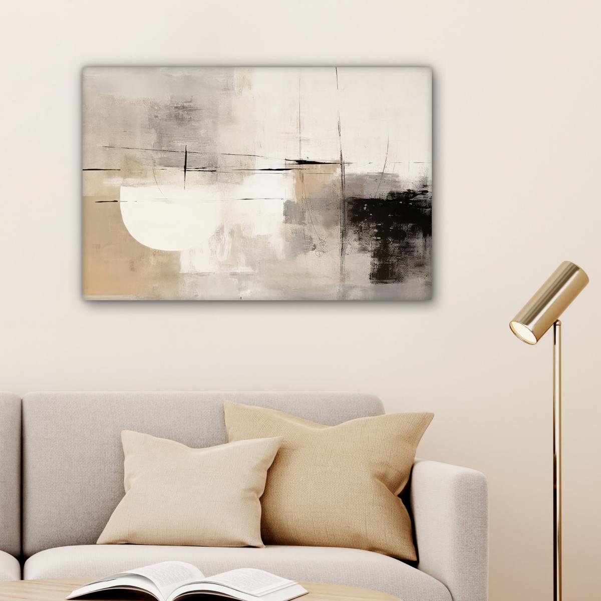 LEINWANDBILD Abstrakt - Kunst - Grau Gemälde 60x40 cm - Hellgrau, Textil (60/40cm) - MuchoWow