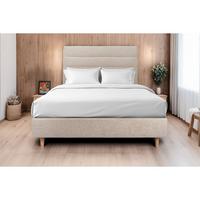 KOPFTEIL Modell Linien – Beigebrauner Stoff 200 cm - Beige/Braun, Karton/Holz (200/120/10cm) - Sommeil de Plomb