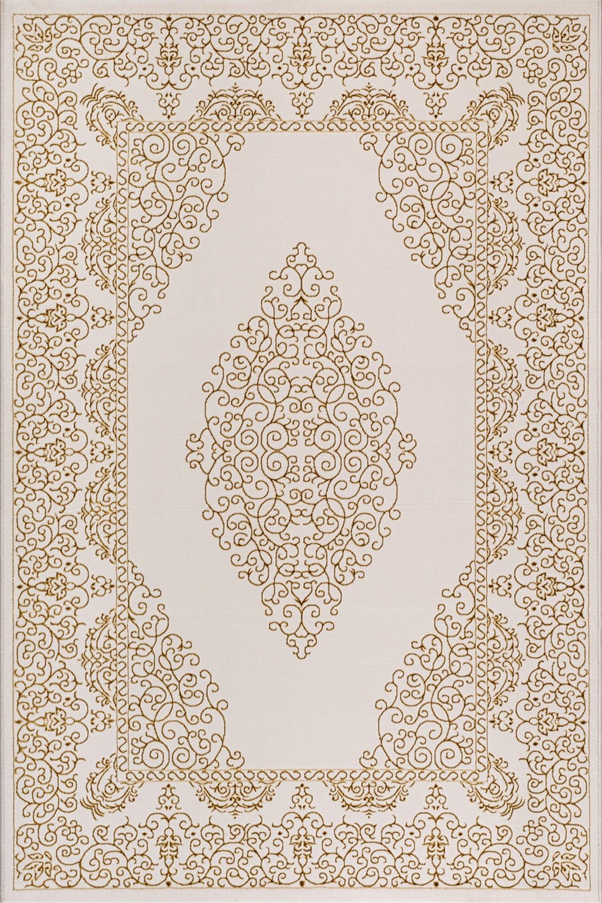 TEPPICH Kurzflor ERESMA Orient-Medaillon Polyester Creme 160 x 230 cm - Creme, Textil (160/230cm) - KADIMA DESIGN