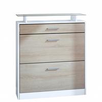SCHUHSCHRANK Loret Front in Eiche sägerau - Eiche San Remo, Holzwerkstoff (89/104/23cm) - Vladon