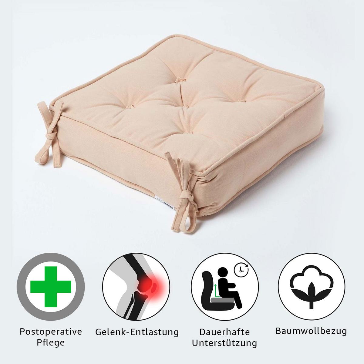 SITZKISSEN beige 40/40/10 cm – Stuhlkissen Baumwolle - Beige, Textil (40/40/10cm) - Homescapes
