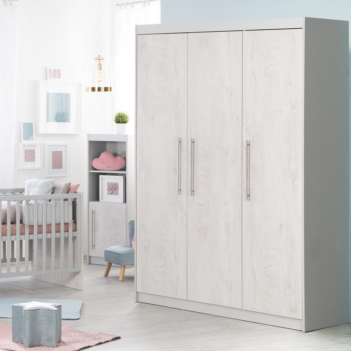 KLEIDERSCHRANK Maren 2 - Hellgrau, Holzwerkstoff/Metall (131/190/52cm) - Roba