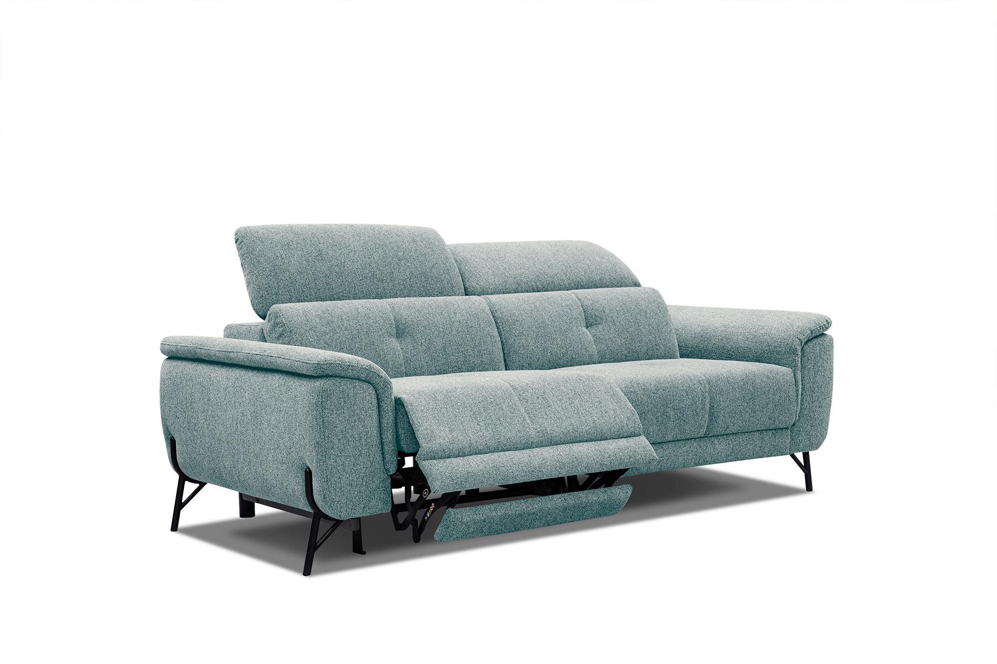 SOFA AVENA 3-Sitzer mit 1 Relaxfunktion, mintgrün - Mintgrün, Holzwerkstoff/Textil (204/80/108cm) - Wozimo