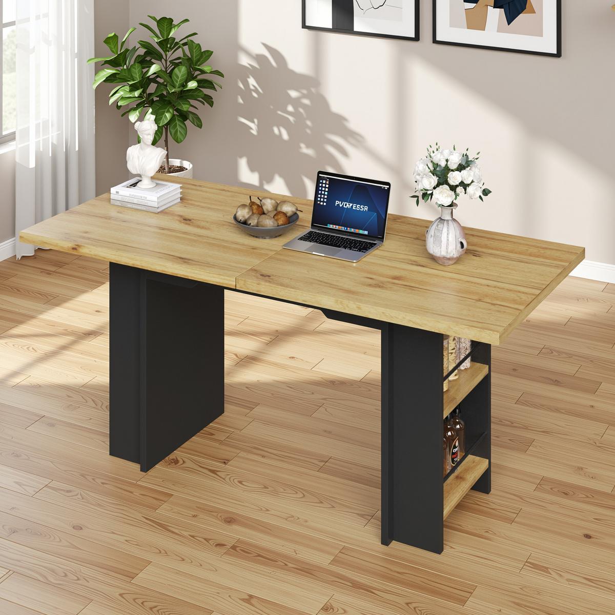 ESSTISCH ausziehbar (120-160 cm) in holzoptik anthrazit - Naturfarben, Holzwerkstoff (80/160/75cm) - Urban Meuble