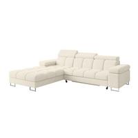 ECKSOFA mit Schlaffunktion Ottomane Links 271x203x79 Creme Tissu - Creme, Holzwerkstoff/Textil (271/203cm) - ALTDECOR