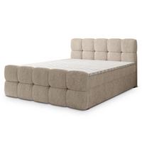 BOXBETT BRUME 160x200 cm mit Matratze und Topper, H2+H3 - Beige - Beige, Holz (160/200cm) - MASSENO