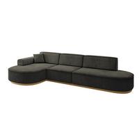 ECKSOFA Ottomane Links MARI-L2-v2 - 328x171x83 cm Schwarz Velours - Schwarz, Holzwerkstoff/Textil (328/171cm) - ALTDECOR
