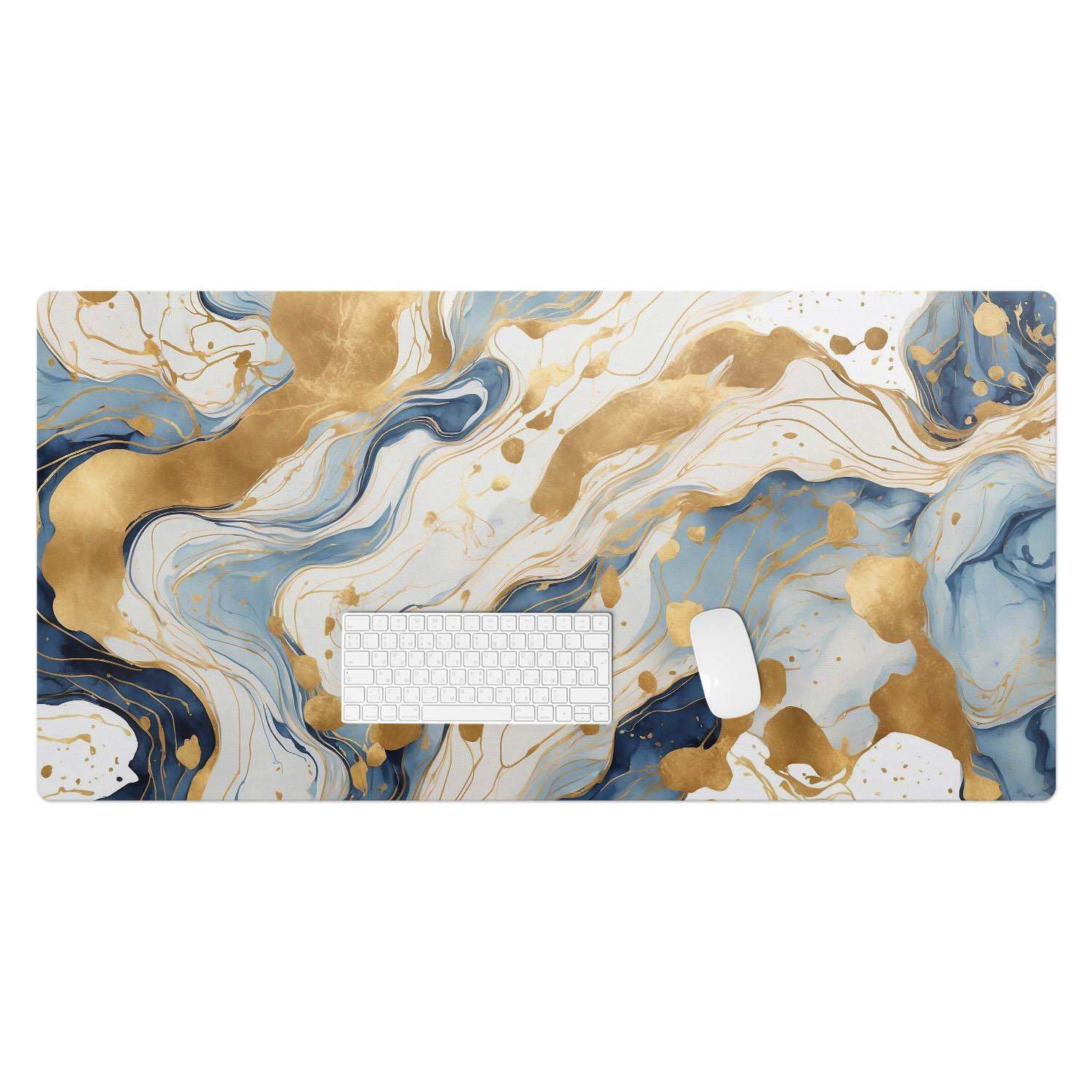 SCHREIBTISCHUNTERLAGE 120x60 cm Blau - Goldfarben/Hellblau, Kunststoff (120/60/1.6cm) - Wallfluent