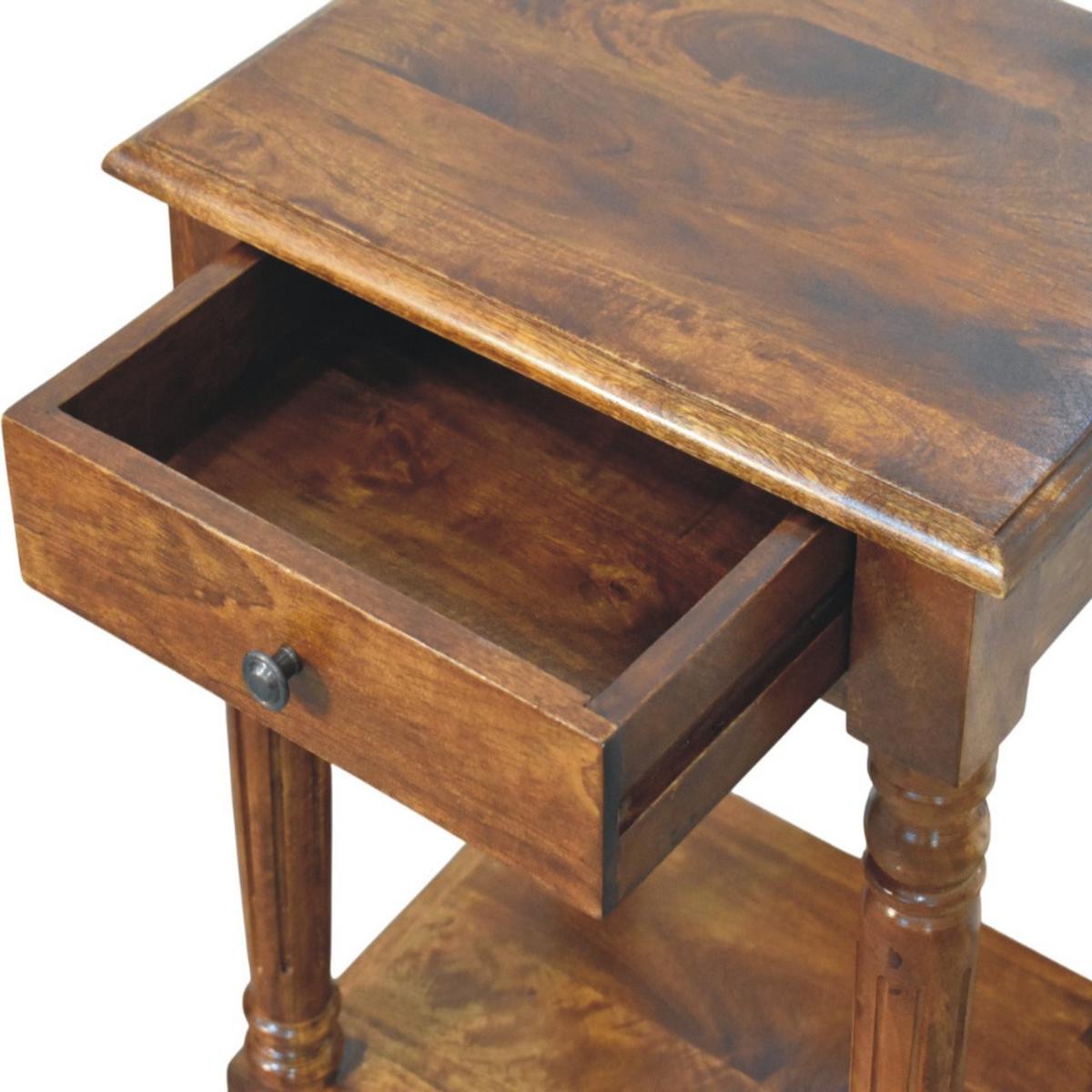 BEISTELLTISCH Rich-Kastanien-Finish, 1 Schublade, 1 großes Regal, Braun - Dunkelbraun, Holz (45/35/60cm) - Artisan Furniture