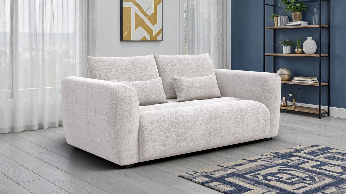 SOFA SORENO 3-Sitzer, ecru - Ecru/Schwarz, Holz/Textil (214/94/114cm) - Wozimo