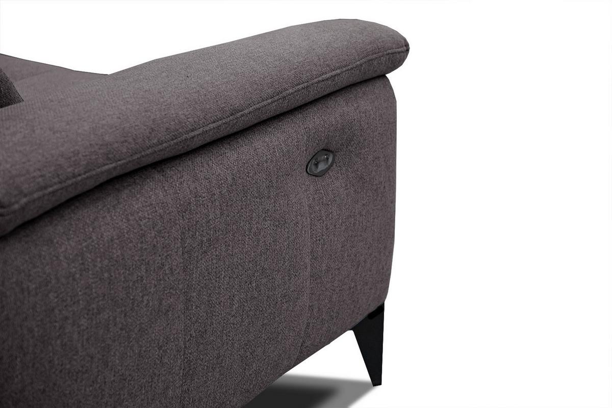 RELAXSOFA MATERA 3-Sitzer mit 2 Relaxfunktionen, graphitfarben - Graphitfarben/Schwarz, Holzwerkstoff/Textil (212/82/103cm) - Wozimo