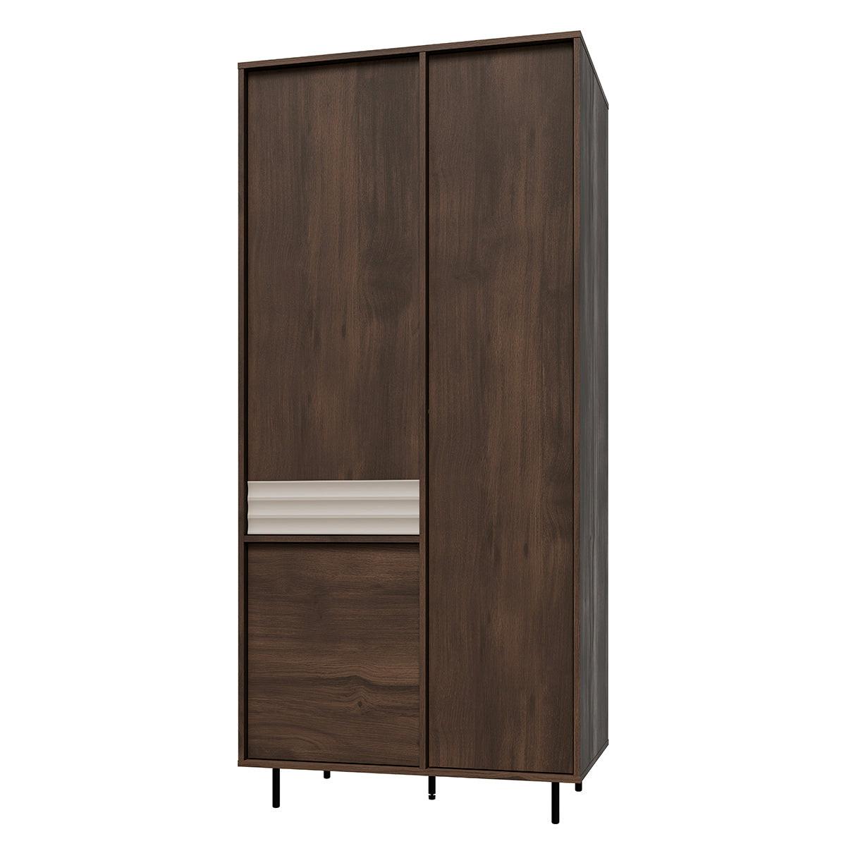SCHRANK 3 Türen Astra Dunkles Holz und Kaschmir - Beige, Holzwerkstoff (90/195/52cm) - Petits-meubles