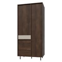 SCHRANK 3 Türen Astra Dunkles Holz und Kaschmir - Beige, Holzwerkstoff (90/195/52cm) - Petits-meubles