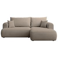 ECKSCHLAFSOFA Ovo Mini Greige Easy-Clean-Chenille-Bezug - Taupe/Schwarz, Kunststoff/Textil (156/238cm) - Selsey
