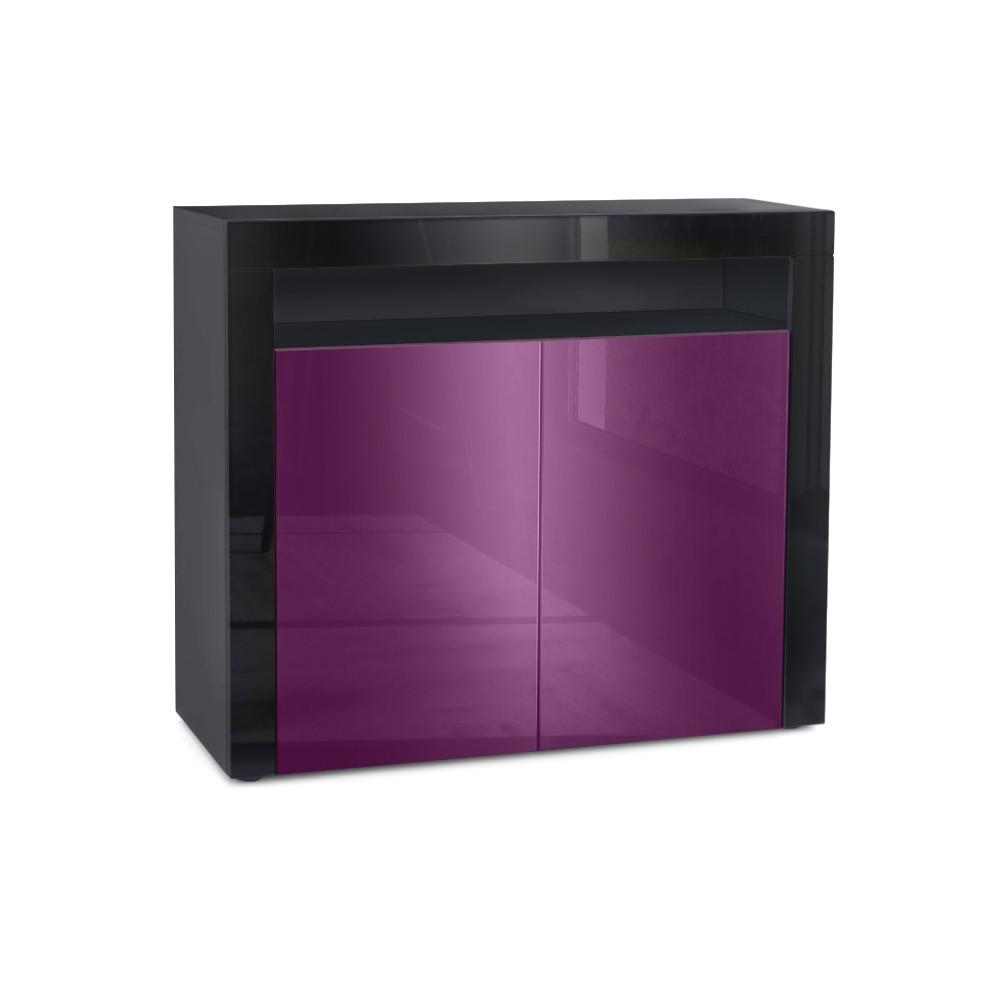 KOMMODE Valencia Brombeer Hochglanz / Schwarz Hochglanz - Brombeere/Schwarz, Holzwerkstoff (108/92/40cm) - Vladon