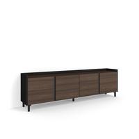 LOWBOARD, Dunkler Eiche und Schwarz, 207/35/61cm, mit Beinen - Dunkelbraun, Holzwerkstoff (207/61/35cm) - Skraut Home