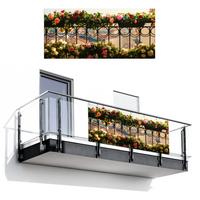 BALKON-SICHTSCHUTZ Blumen - Zaun - Stadtbild - Sommer Witterungsbeständig 200x90 cm - Pink, Kunststoff (200/90cm) - MuchoWow