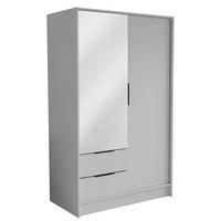 DREHTÜRENSCHRANK CAVA 102/200/51 cm Modern Kleiderschrank 2-türig mit Spiegel Weiß - Weiß, Holzwerkstoff (102/200/51cm) - MASSENO