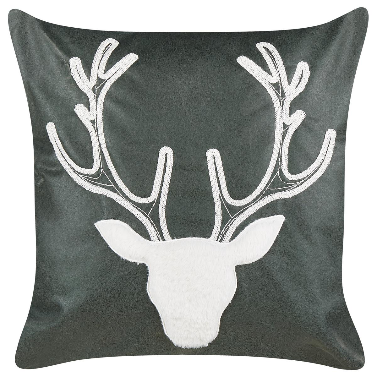 DEKOKISSEN 2er-Set Grün 45/45 cm Bicocca - Weiß/Grün, Textil (45/45cm) - Beliani