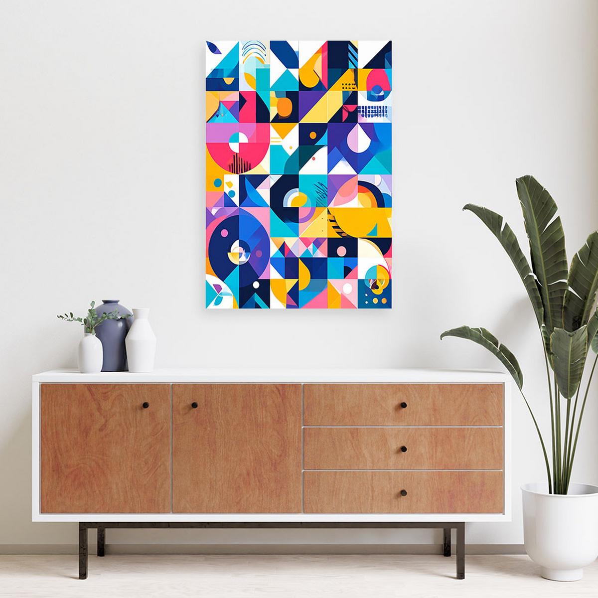 LEINWANDBILD Bauhaus farbenfrohe Abstraktion 80x120cm - Multicolor, Textil (80/120cm) - Feeby