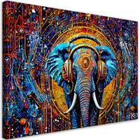 LEINWANDBILD Elefant im Kopfhörer Abstraktion 120x80cm - Multicolor, Textil (120/80cm) - Feeby