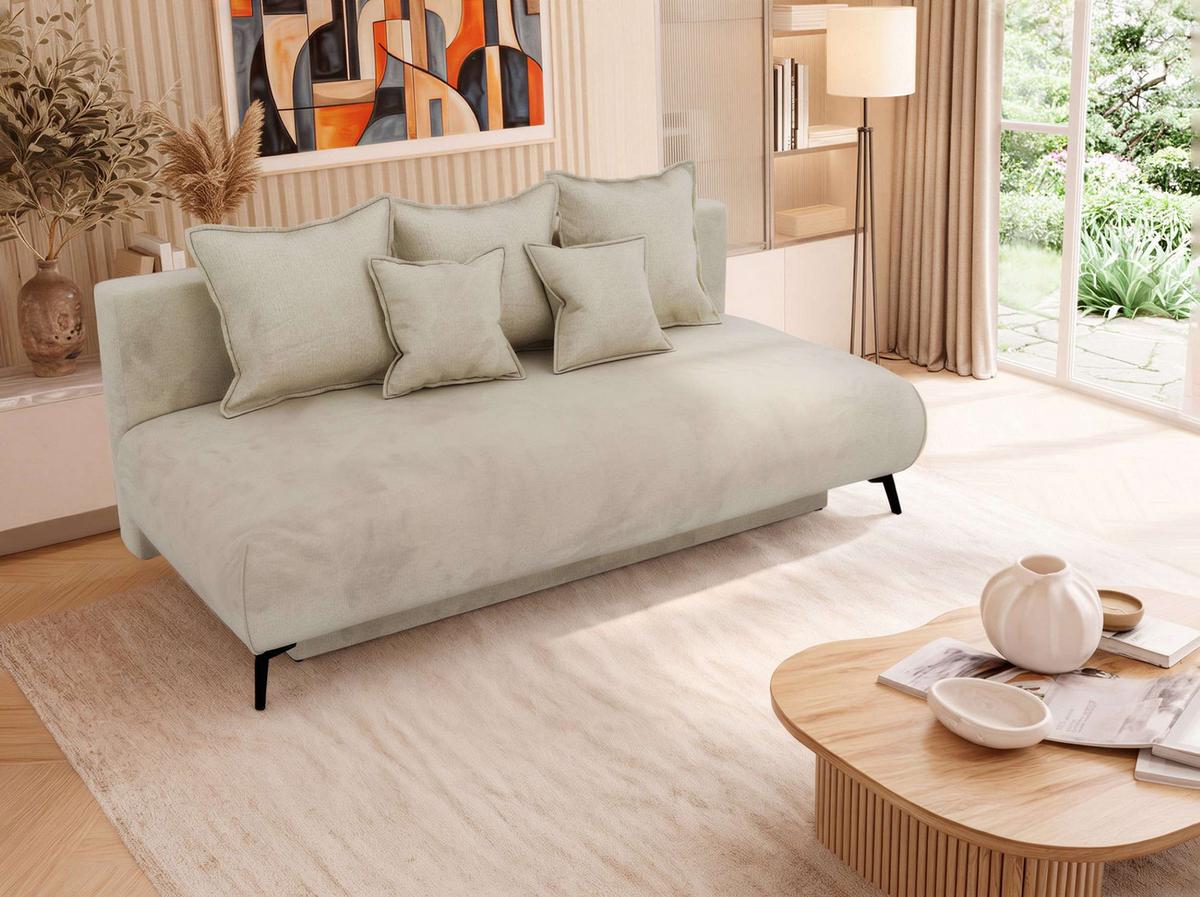 3-SITZER SOFA VIRENO - Beige Velvet - Beige/Schwarz, Textil/Metall (197/95/102cm) - MKS